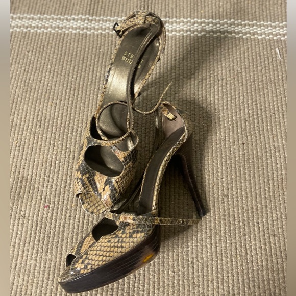 Stuart Weitzman snake embossed platform sandal heels | size 9 - Picture 3 of 5